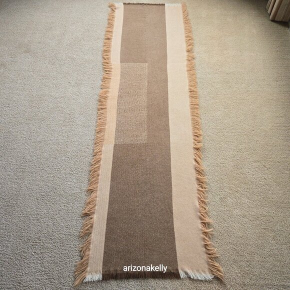 NWOT Cashmere Scarf Paneled Design Fringed On All Sides - Picture 7 of 16